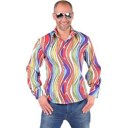 Foute Party 70s blouse Regenboog | Verkleedkleding heren maat M (50-52)